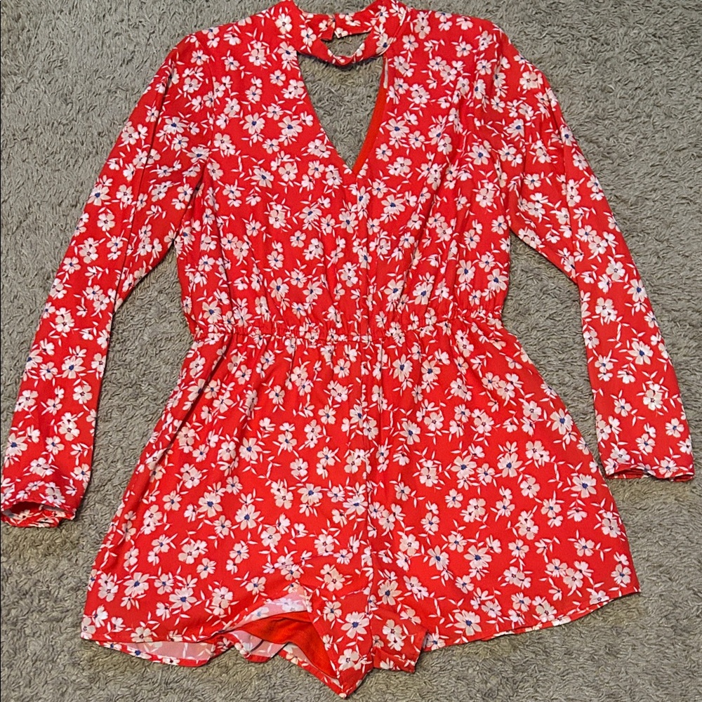 Soulmates Red Floral Jumpsuit
